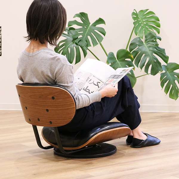 楽天市場】座椅子 回転式 幅51cm ローラウンドチェア レザー調