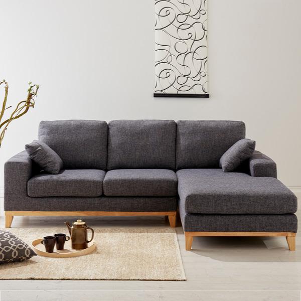 楽天市場】カウチソファ 左カウチ 3人掛け 幅218cm 布張り （ 開梱設置