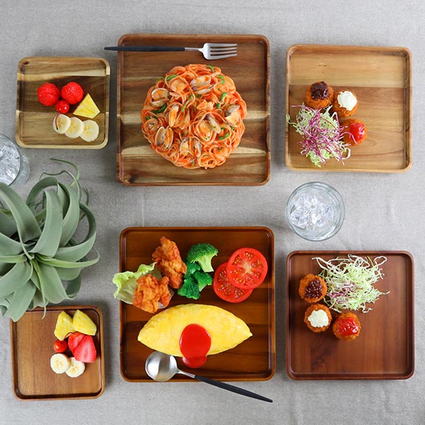 楽天市場】プレート 25cm L スクエア カフェ 皿 食器 木製食器 天然木