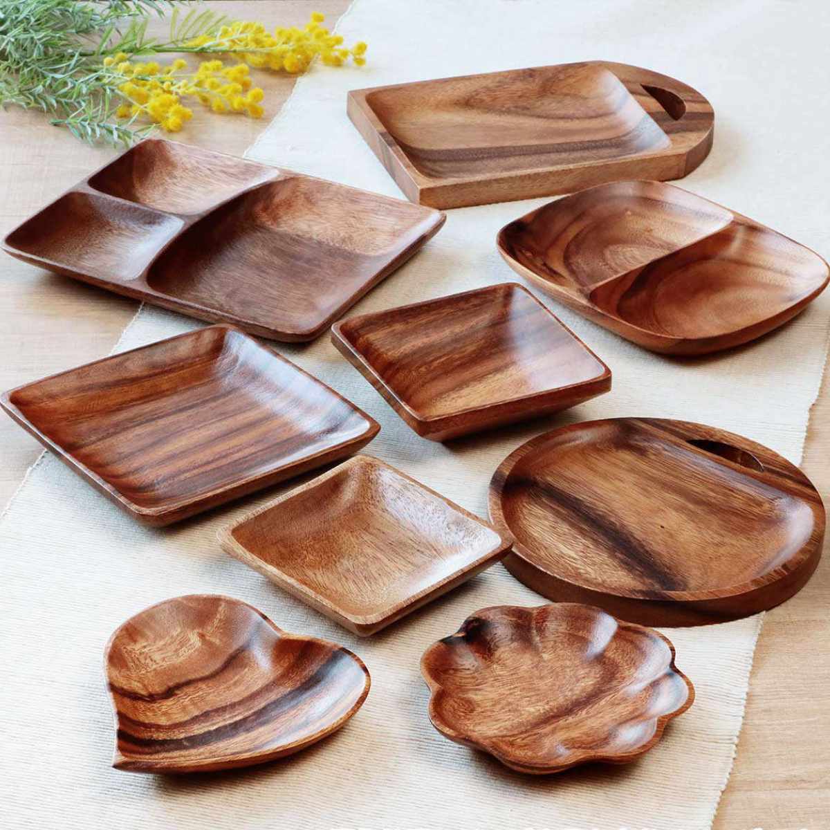 楽天市場】プレート 17.5cm M スクエア アカシア製 食洗機対応 4枚