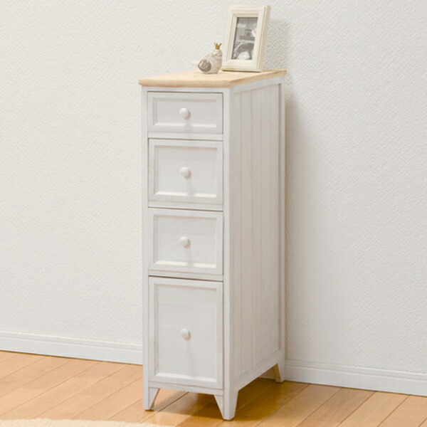 楽天市場】スリムチェスト 4段 桐チェスト カントリー調 シャビー