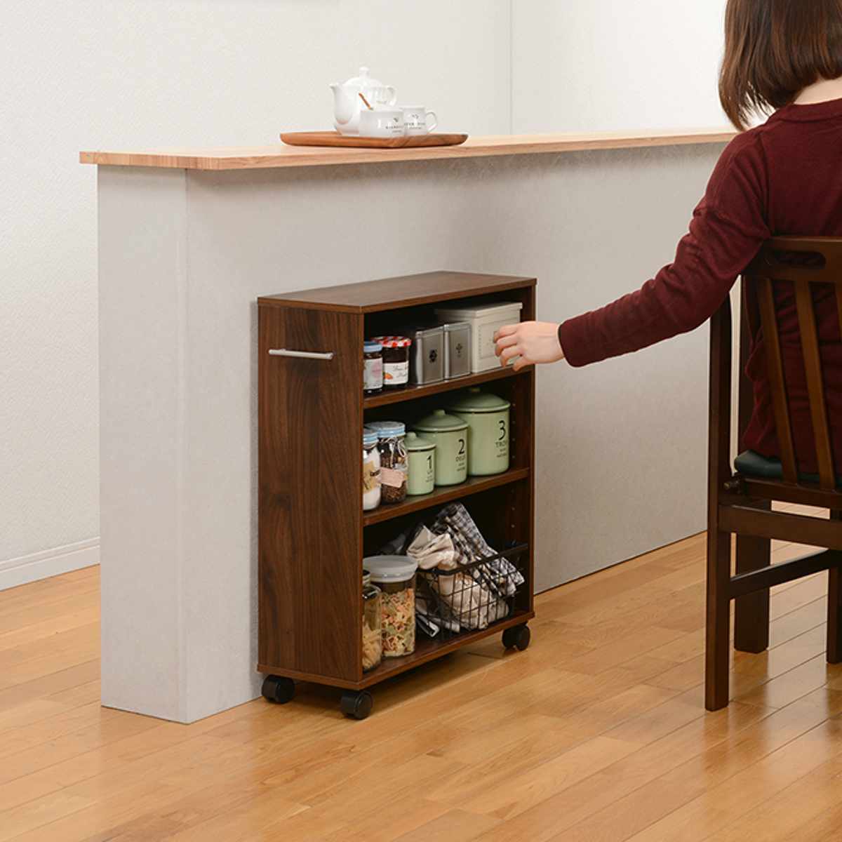 楽天市場】すきま収納ラック 幅16cm キャスター付 可動棚 3段