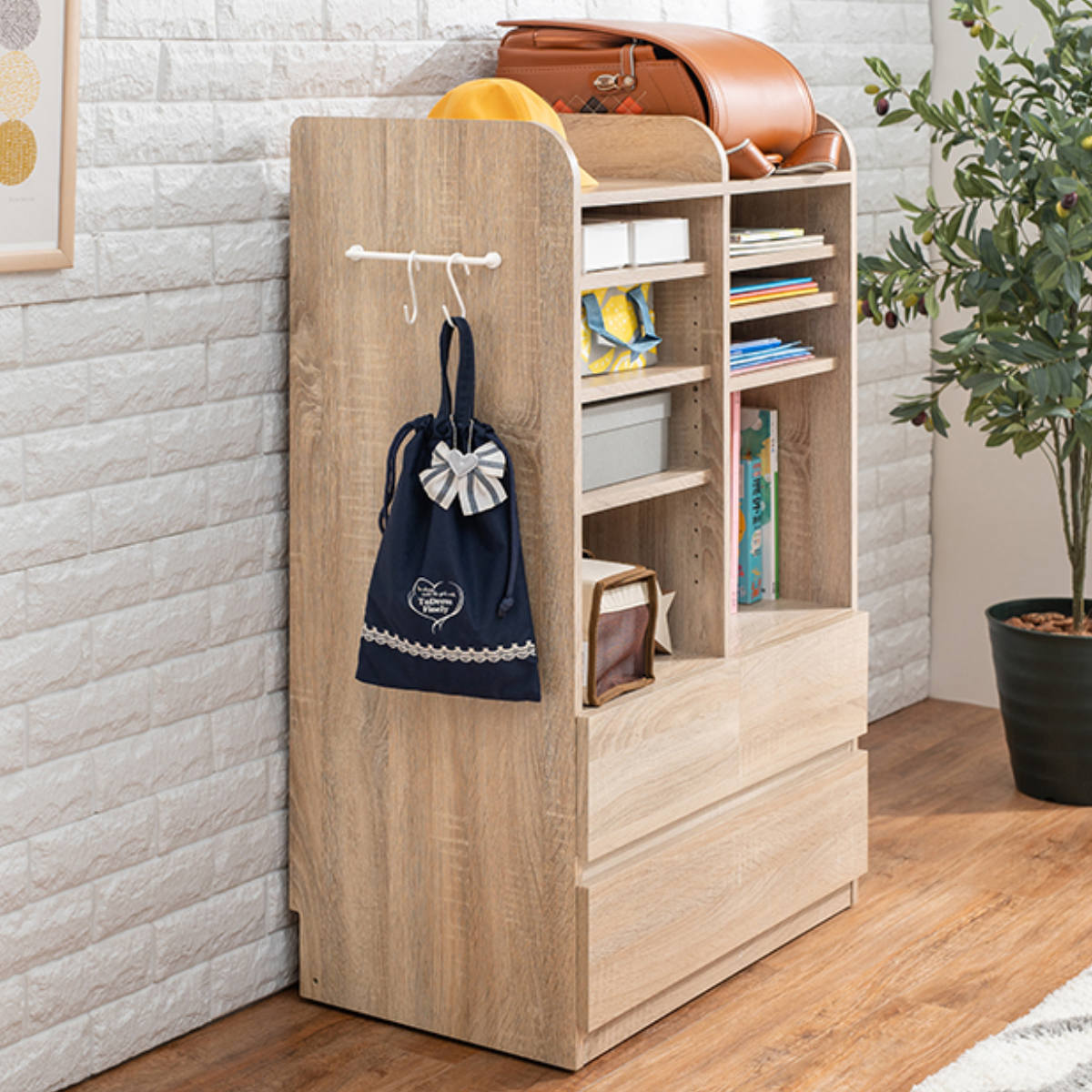 楽天市場】ランドセルラック 幅68.5cm 大容量タイプ 引き出し 木目調