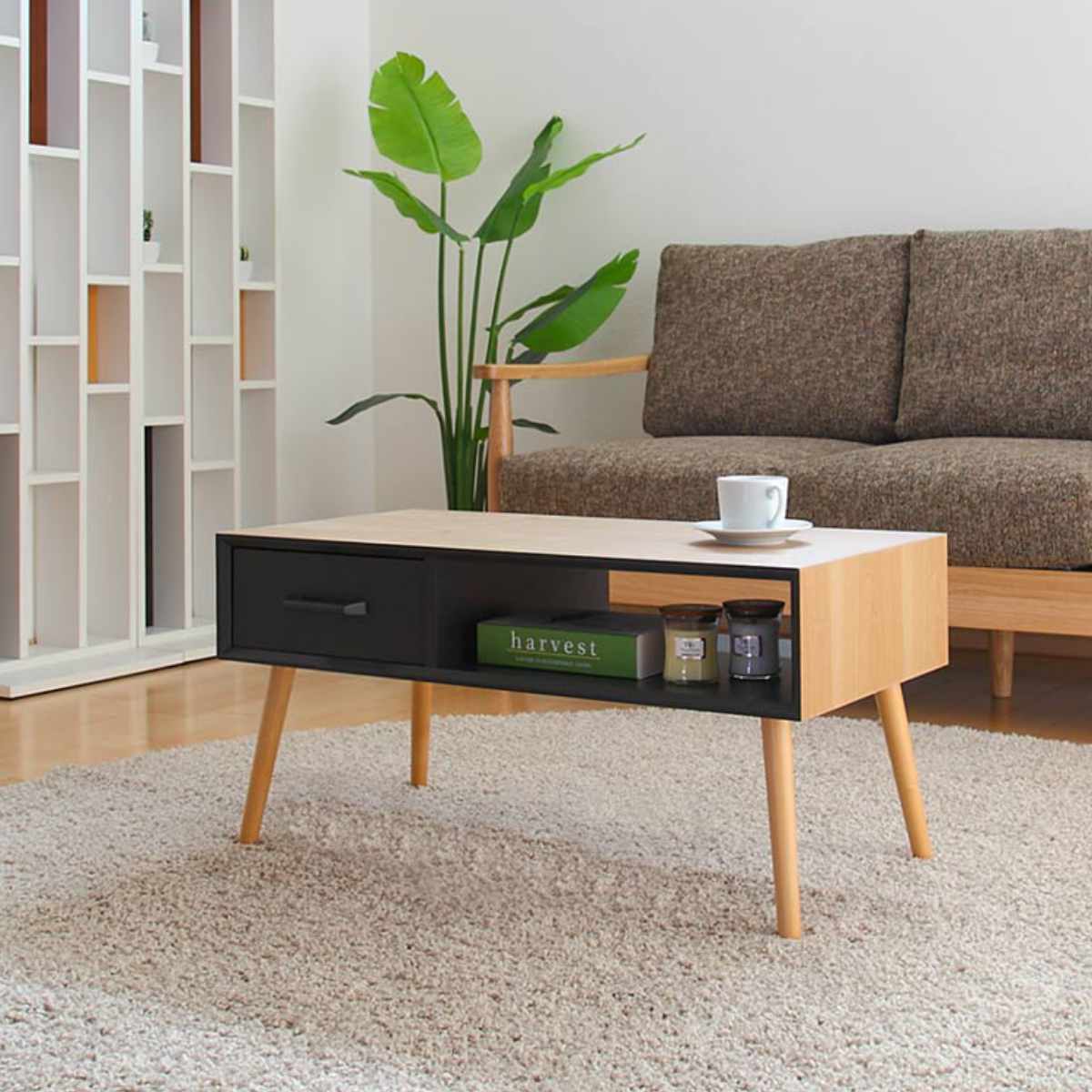 楽天市場】センターテーブル 幅80cm 天然木突板 引き出し ラック