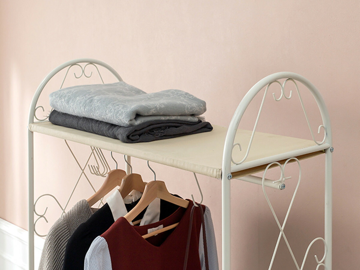 楽天市場】ハンガーラック ロートアイアン 姫系 収納ボックス付 1段2杯