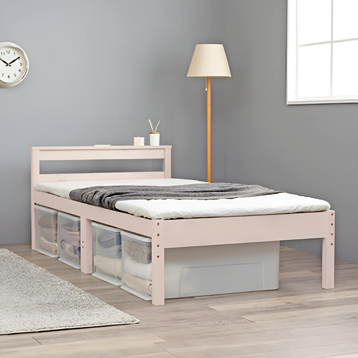 楽天市場】シングルベッド すのこ 2口コンセント 宮棚付 高さ調節 床下