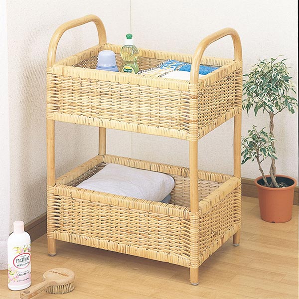 楽天市場】ラタン 二段バスケットの通販