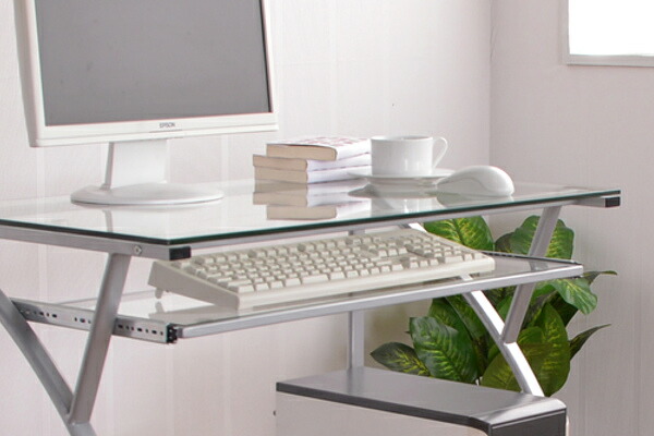 楽天市場】パソコンデスク ガラス 幅80cm ガラス天板 キャスター