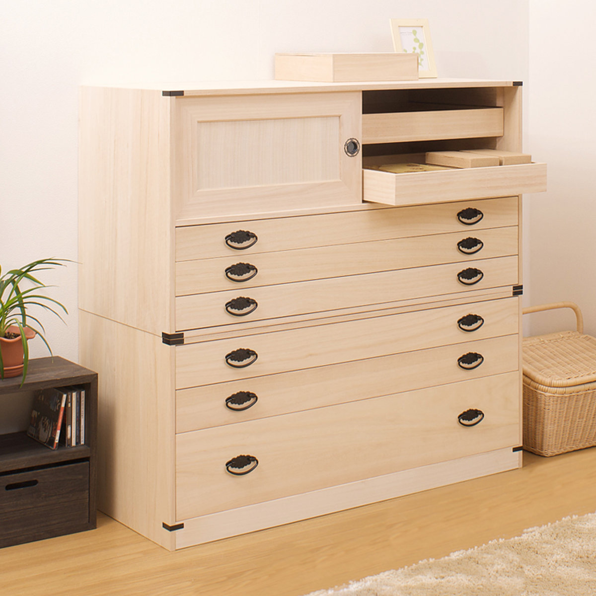 楽天市場】桐タンス 6段 引き戸タイプ 着物用 幅99 高さ98cm （ 桐