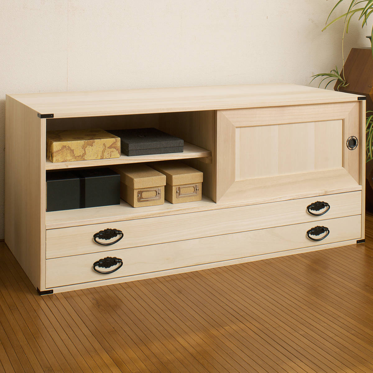 楽天市場】桐タンス 幅99.5cm 引出し2段 上置き兼用 引戸 日本製 （ 桐