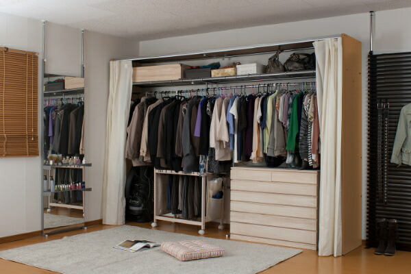 楽天市場】伸縮クローゼット 幅188-305cm ハンガーラック 上棚