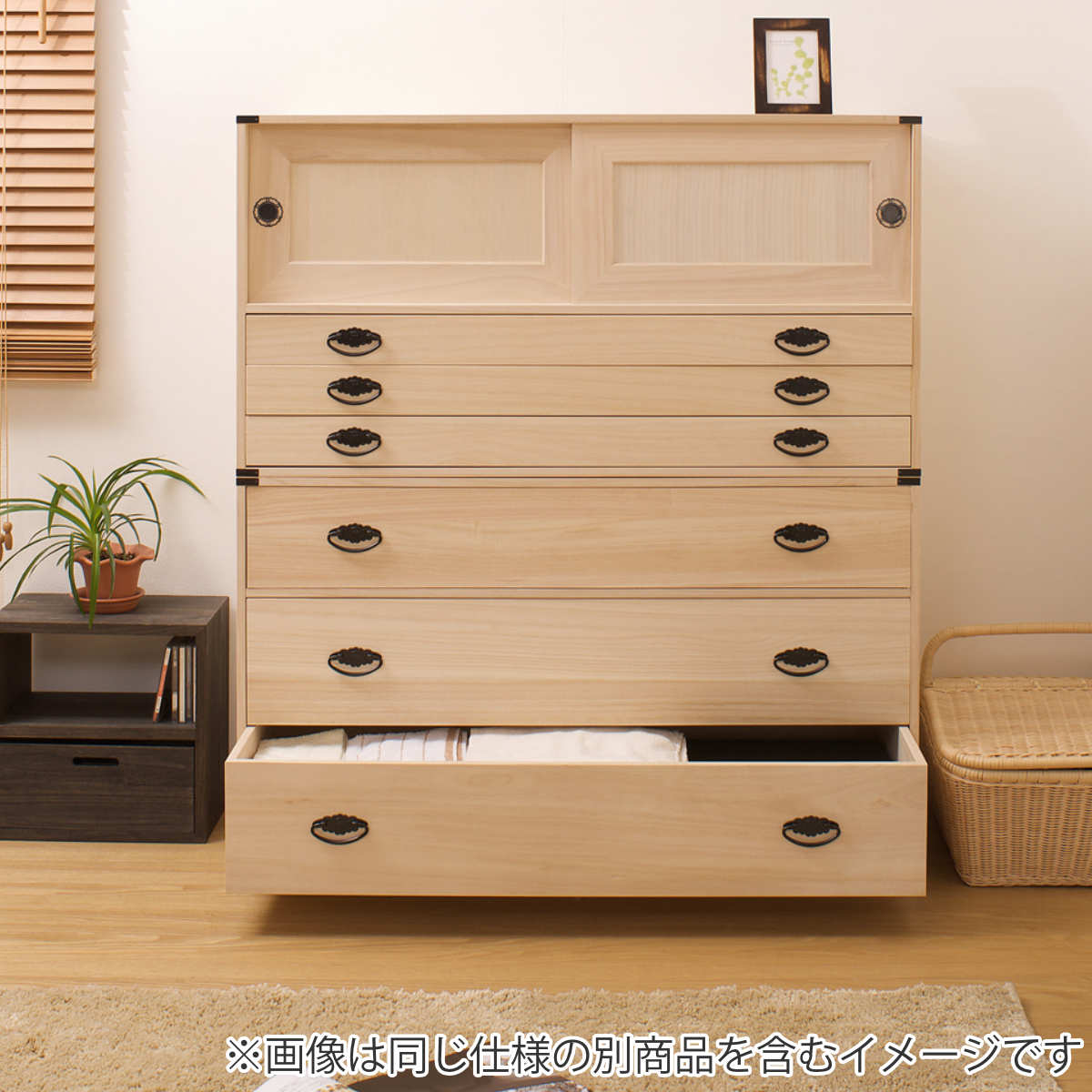 楽天市場】桐タンス 幅99.5cm 引出し3段 上置き兼用 引戸 日本製 （ 桐