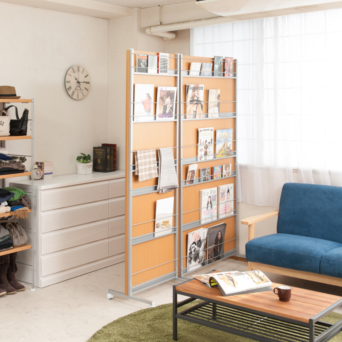 楽天市場】パーテーション 幅60cm 間仕切り マガジンラック キャスター