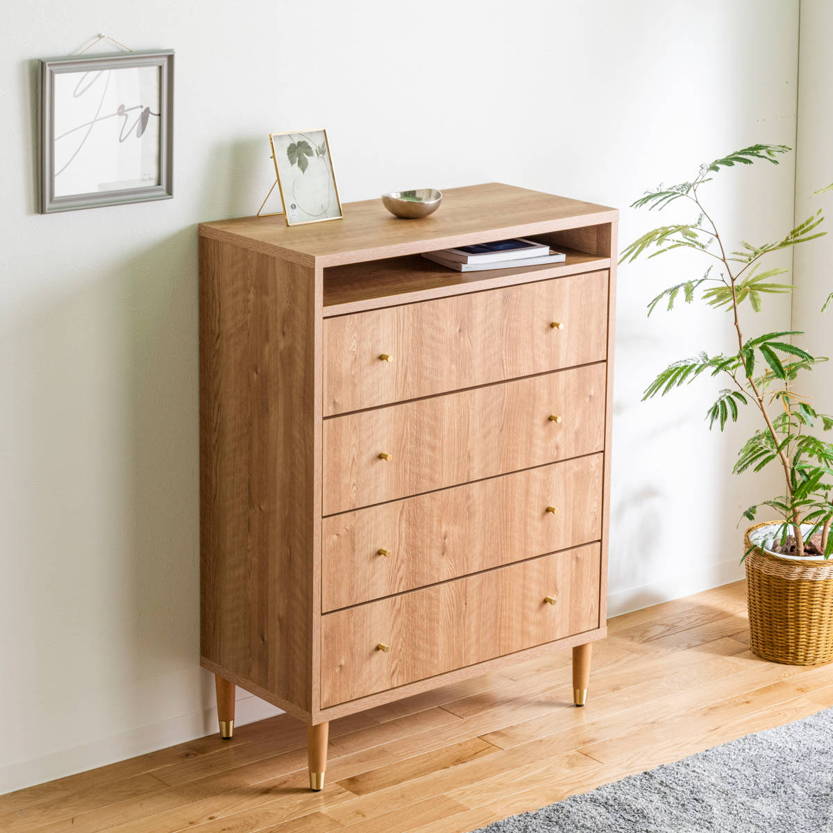 楽天市場】ハイチェスト 幅80cm 4段 ナチュラルモダン 日本製