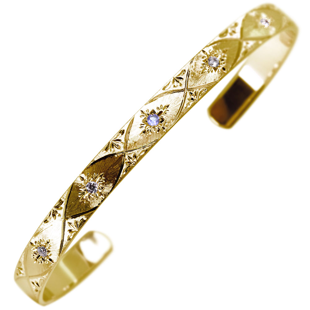 楽天市場】バングル ゴールド 18k 18金 レディース タンザナイト