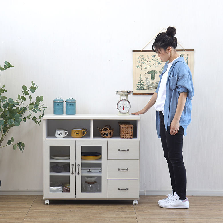 楽天市場】キッチンカウンター 木製 食器収納 幅90 キッチンカウンター