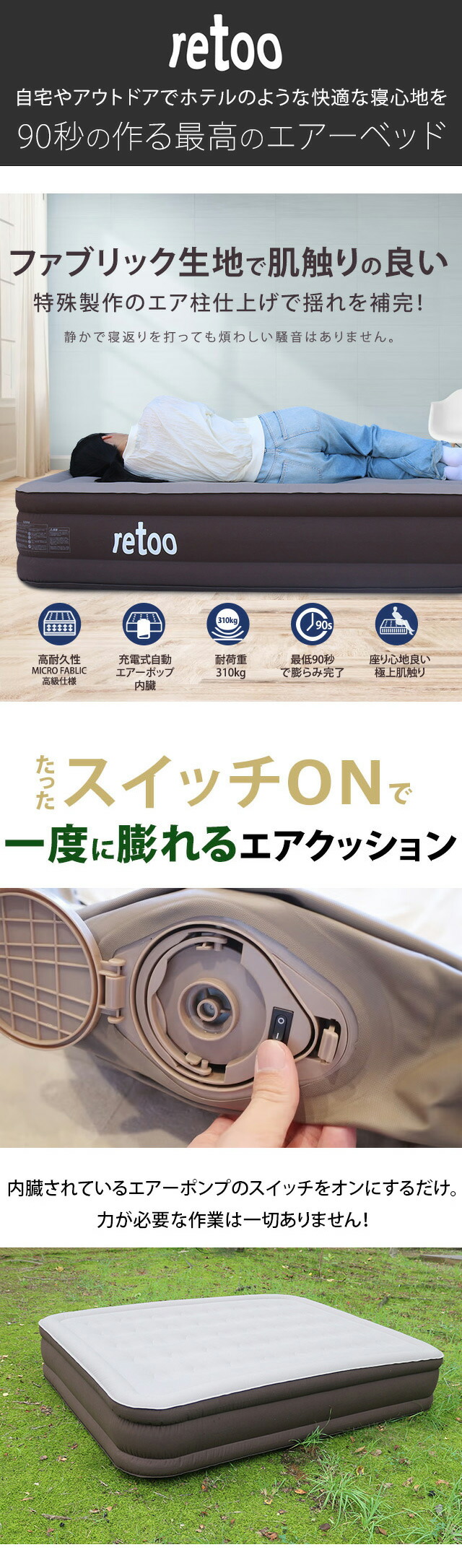 楽天市場】エアーマット PVC 自動膨張 40cm シングル ダブル キング