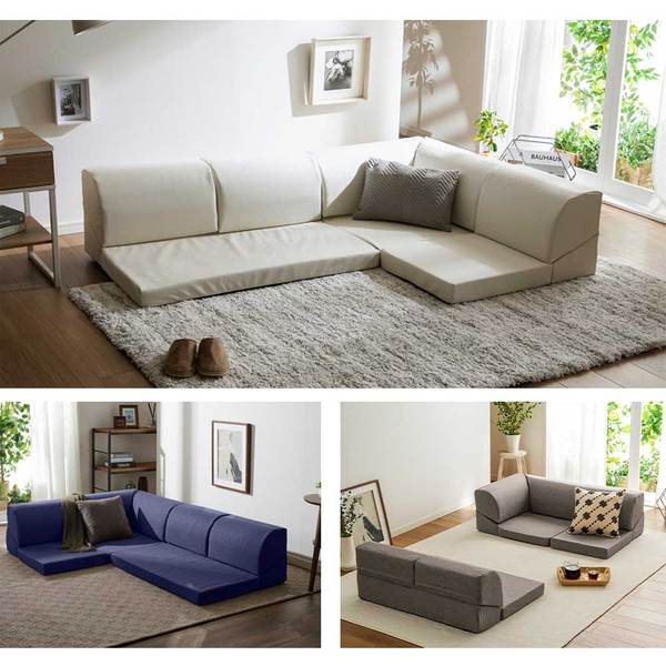 楽天市場】3人掛けソファー フロアコーナーソファ3点セット グレー