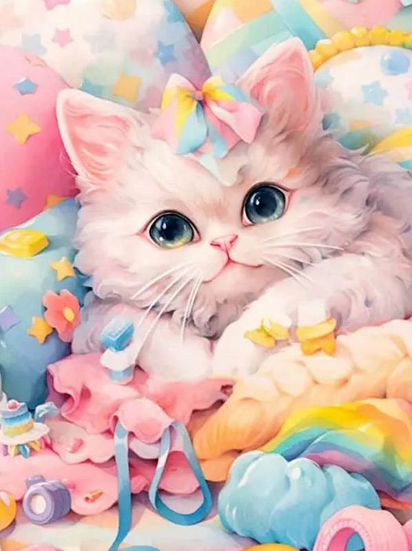 楽天市場】ダイヤモンドアート キット 四角ビーズ 猫 可愛い もふもふ