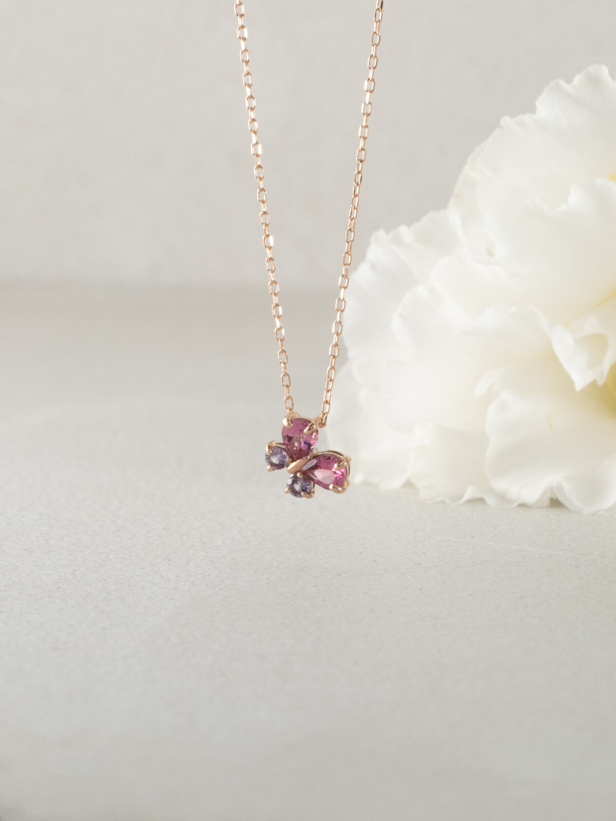 楽天市場】【キャンペーン】ピンクトルマリンの蝶々ネックレス