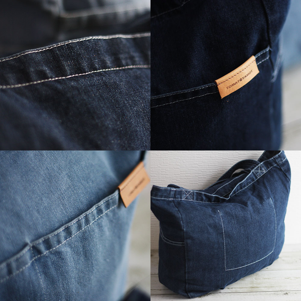 楽天市場】超ビッグデニムトート 革タグ付き トートバッグ デニム生地