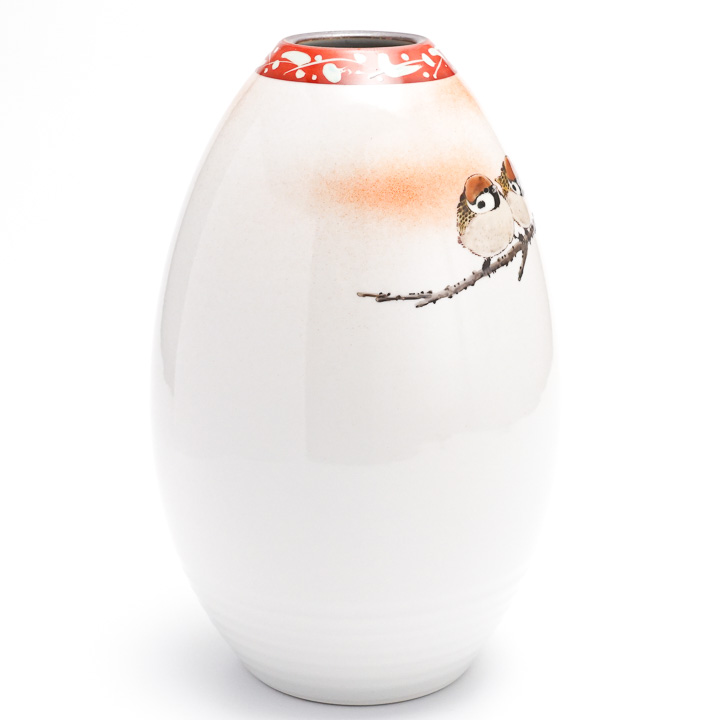 楽天市場】九谷焼 花器 砲弾型大 群雀図 / 中村陶志人 ＜送料無料