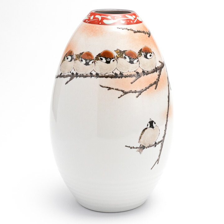 楽天市場】九谷焼 花器 砲弾型大 群雀図 / 中村陶志人 ＜送料無料