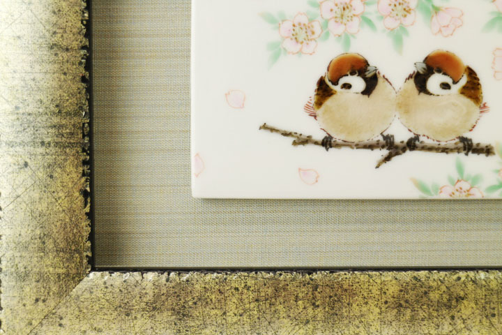 楽天市場】九谷焼 擦金箔額（短冊小）桜二雀図 中村陶志人 送料無料