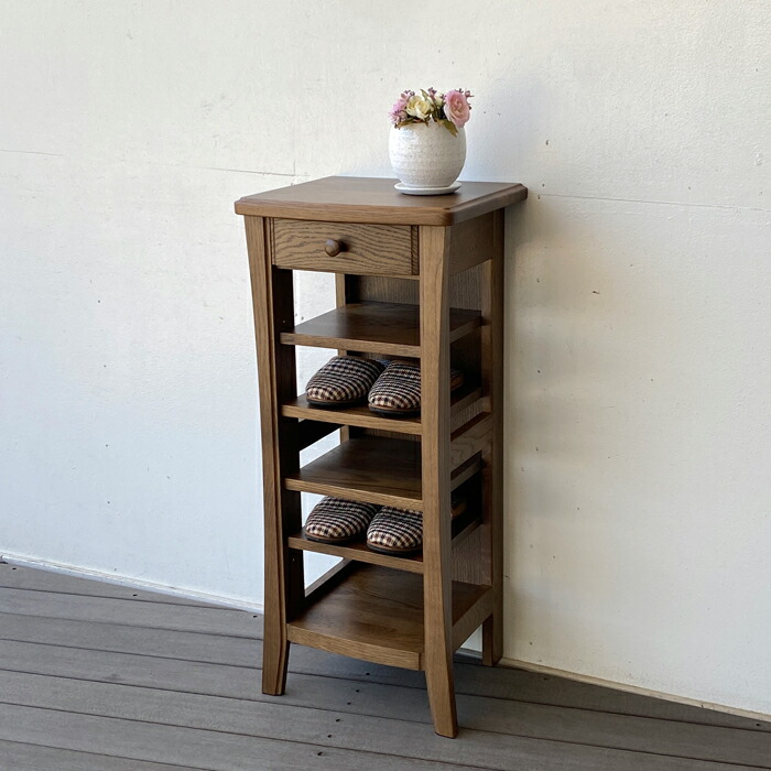 楽天市場】ラック スリッパラック 電話台 FAX台 小物入れ 木製 天然木