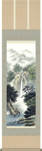楽天市場】掛け軸(掛軸)尺三幅 幽山渓谷（鈴村 秀山）?掛軸（かけじく