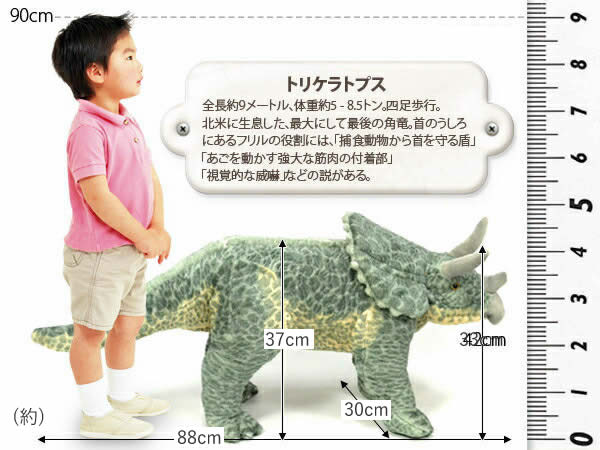 楽天市場】【送料無料】座れるぬいぐるみ トリケラトプス 座れる恐竜