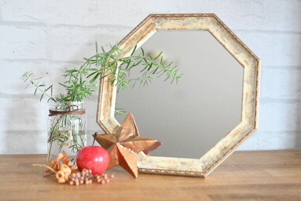 楽天市場】八角形型のおしゃれな壁掛け・卓上兼用ミラー『ヴィンテージ