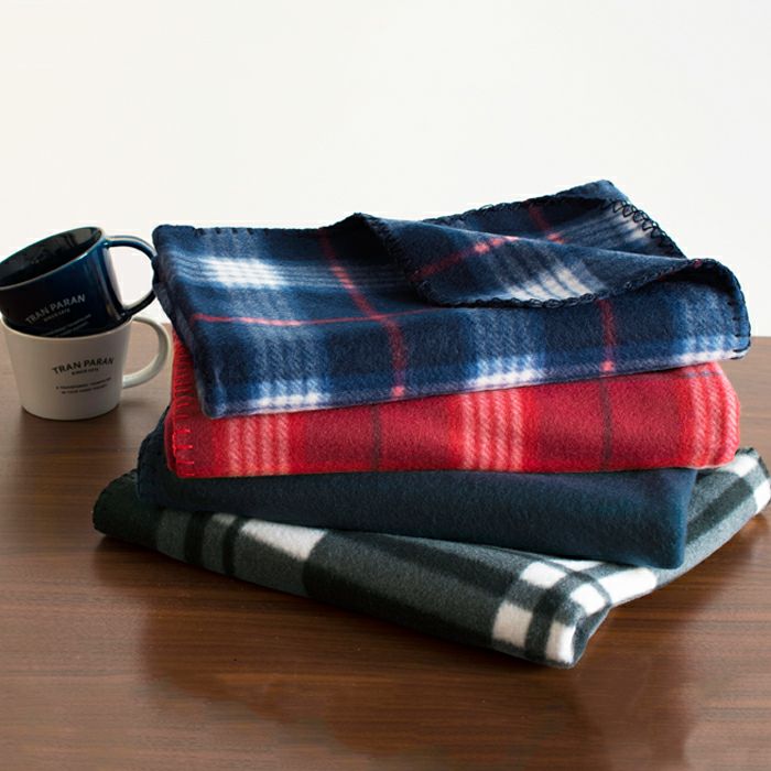 ひざ掛け 大判 フリースブランケット チェック 約70㎝×140