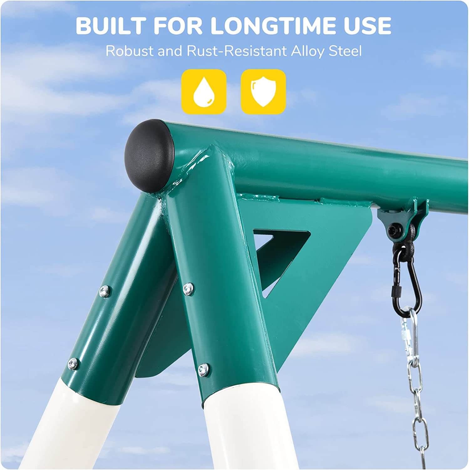 Heavy Duty Swing Sets for Backyard with Saucer Swing, 2 Belt