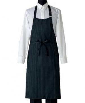 Vネックロング丈エプロン（ストライプ柄・制電） CT2388 | 飲食店制服