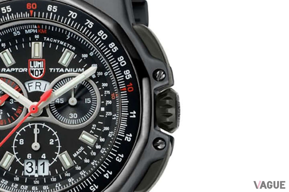ブラックに身を包むミリタリーウォッチは「ステルス機F-22」がモチーフ