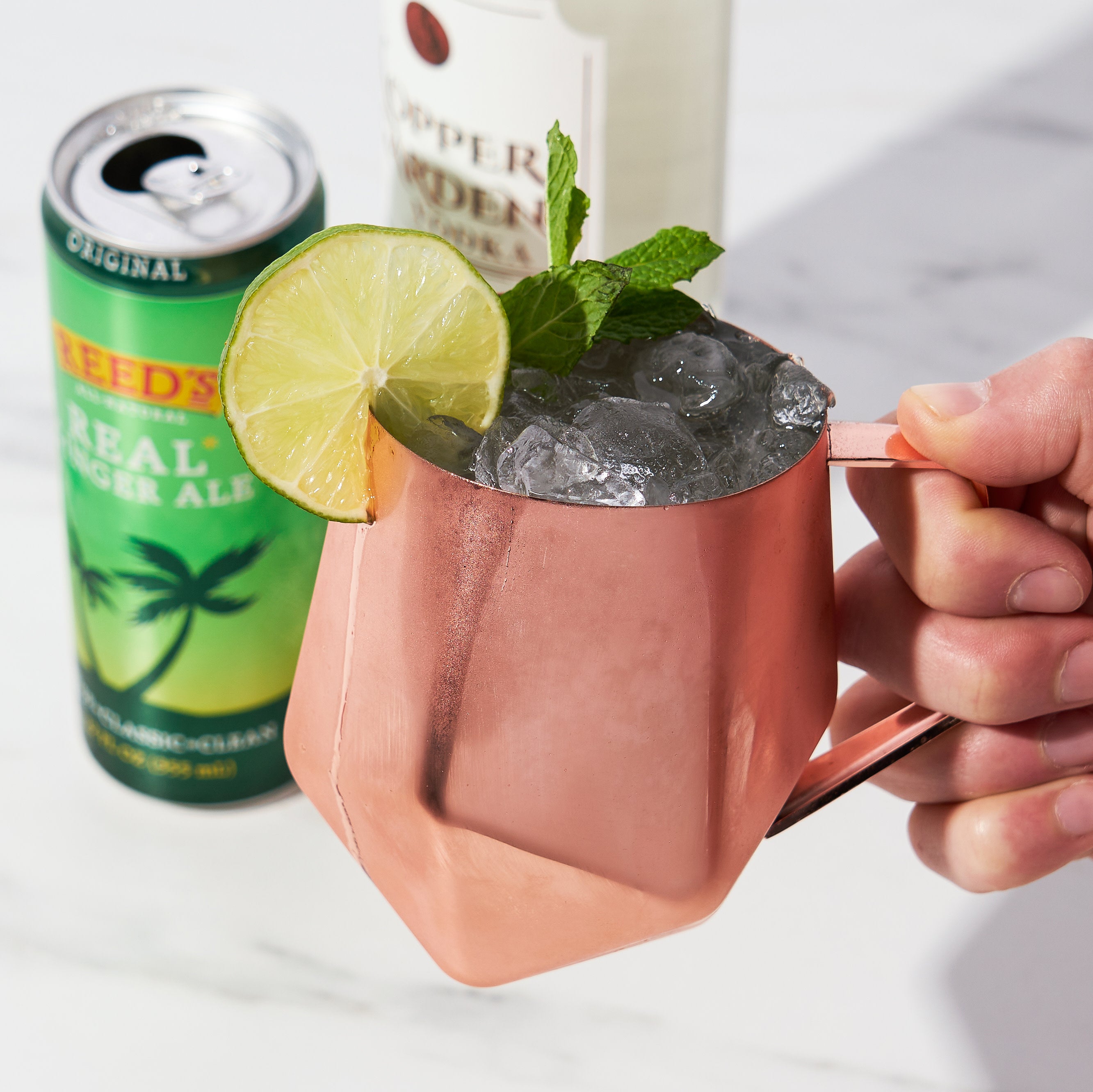 Viski Faceted Moscow Mule Mug, Copper Cocktail Glasses, Stainless