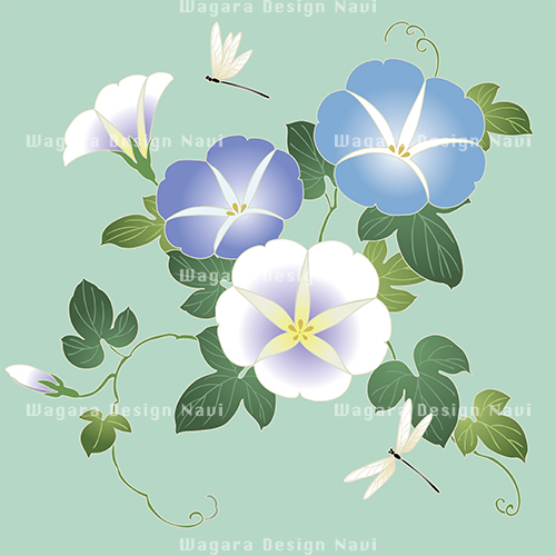 朝顔と蜻蛉 | 和風デザイン・和柄素材なら Wagara Design Navi