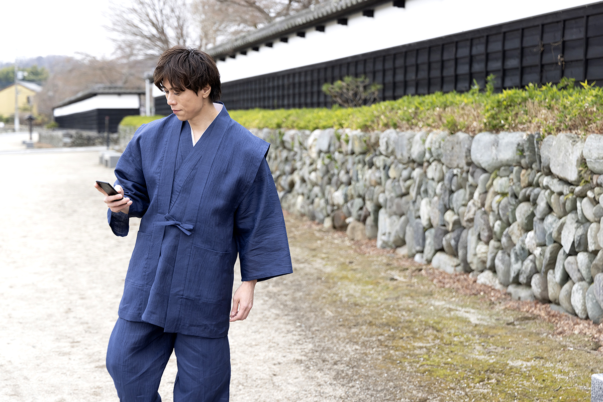 3603 近江ちぢみ本麻羽織（単衣） No.1 濃紺