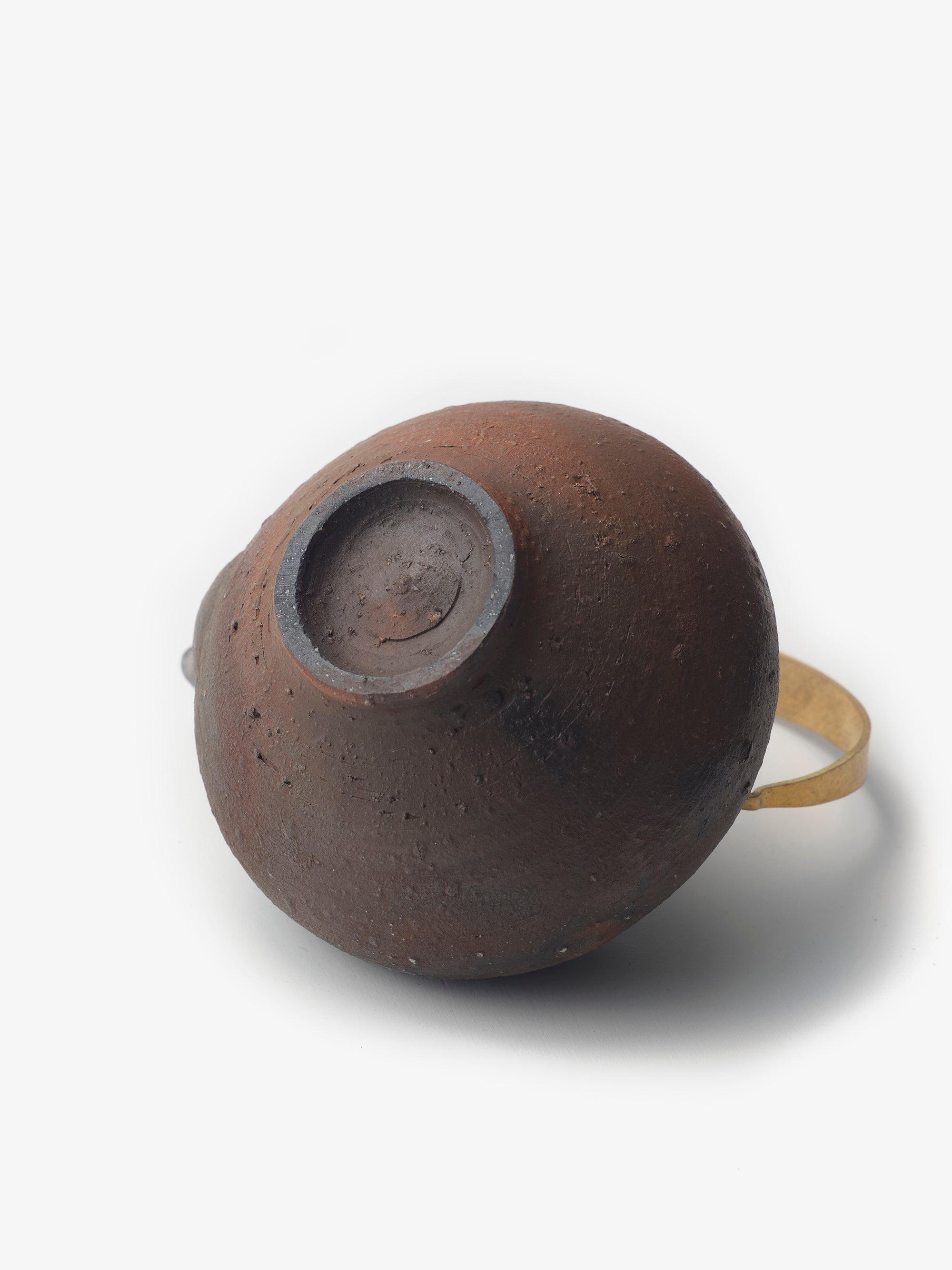 境知子/南蛮焼締/真ちゅうハンドル土瓶