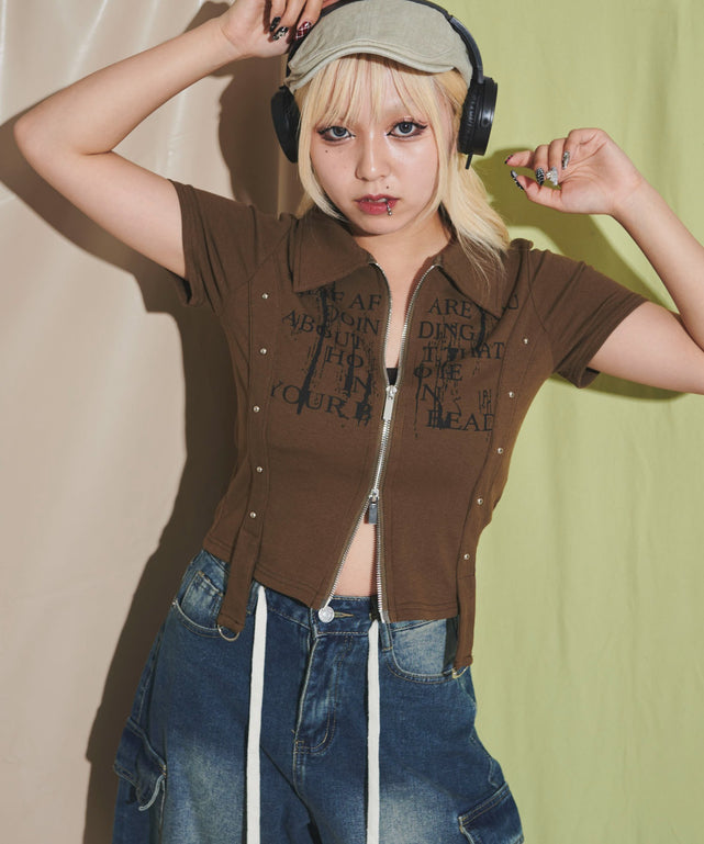 WジップスタッズクロップドSSトップス｜WEGO（ウィゴー） – WEGO