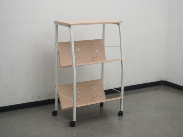 ラックワゴン Adatto ウッドトップブックラックワゴン キャスター付