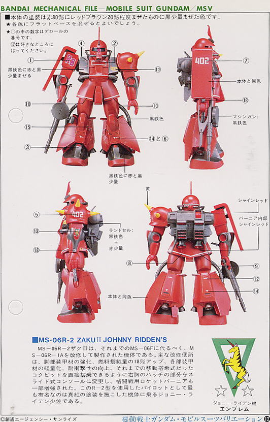 MS-06R-2ザクII ジョニー・ライデン少佐機 (1/100) (ガンプラ