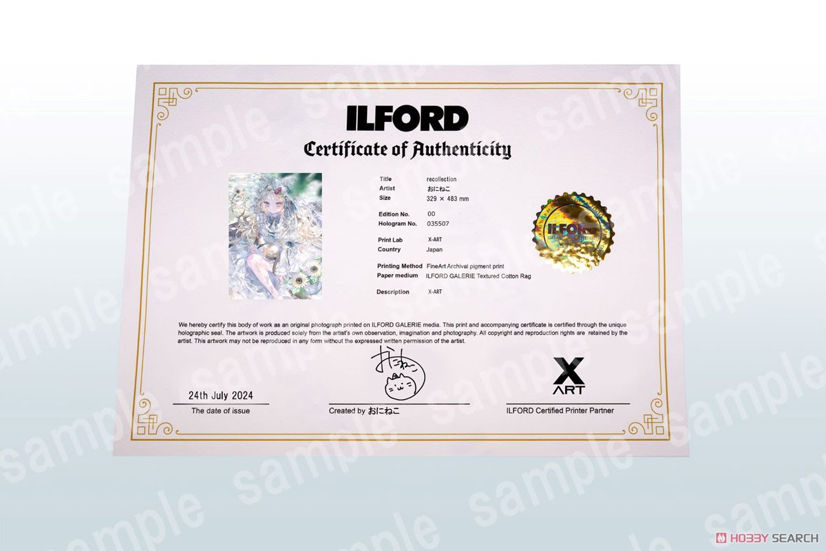 50枚限定】 おにねこ先生直筆サイン入り X-ART製 A3+サイズジークレー