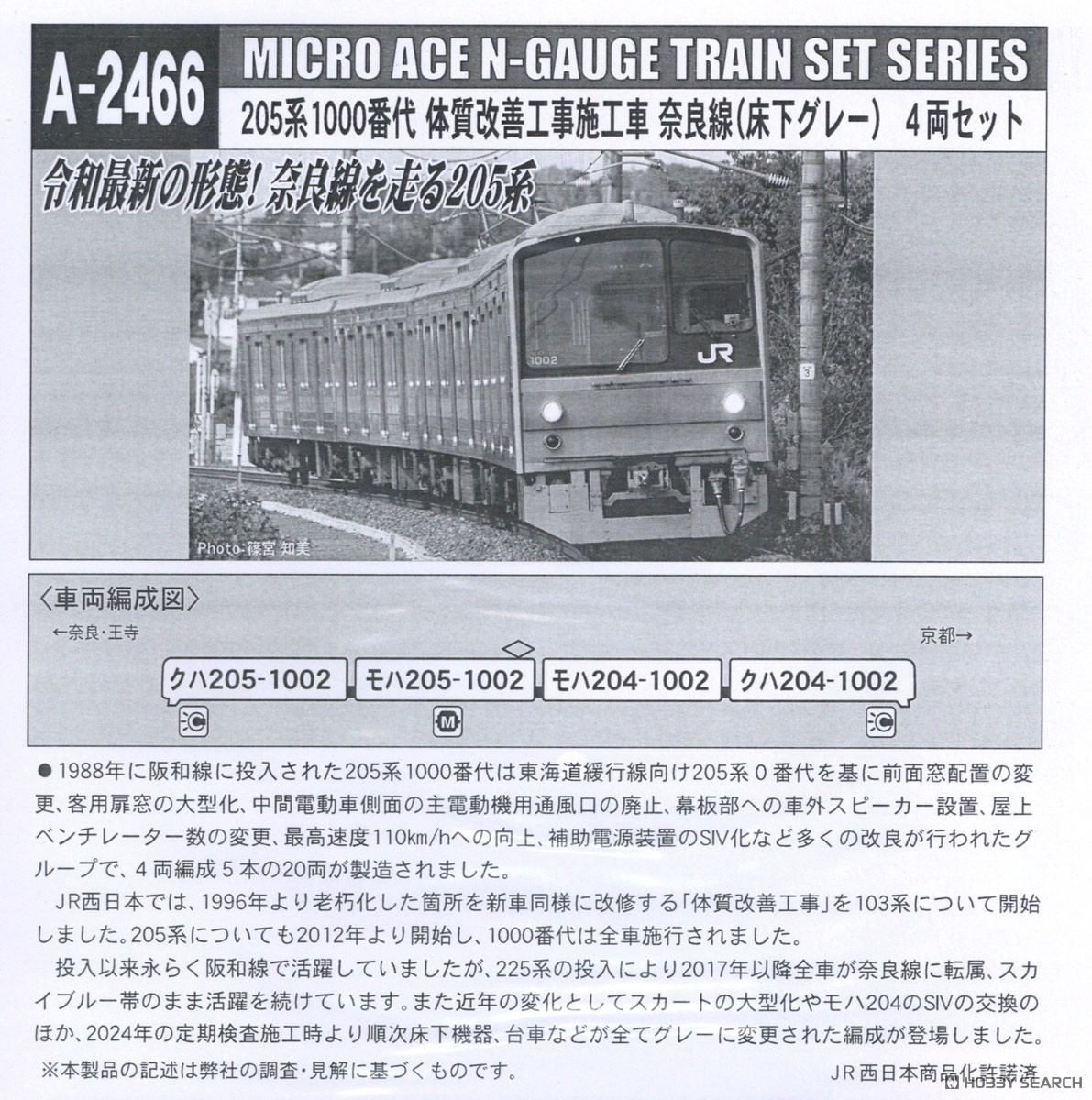 205系1000番代 体質改善工事施工車 奈良線(床下グレー) 4両セット (4両