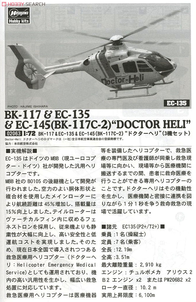 BK-117 & EC-135 & EC-145 (BK-117C-2) `ドクターヘリ` (プラモデル