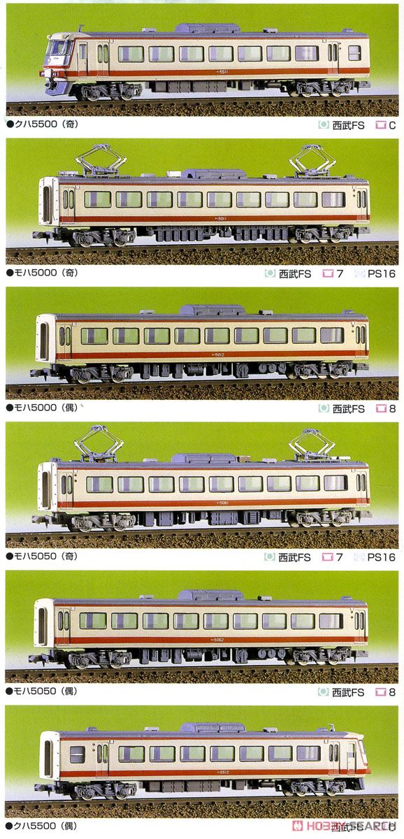 西武 5000系 レッドアロー 6輛編成セット (6両・組み立てキット) (鉄道