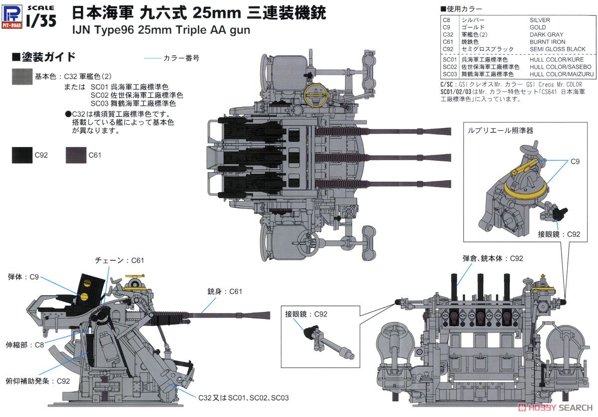 日本海軍 九六式25mm三連装機銃 (プラモデル) - ホビーサーチ