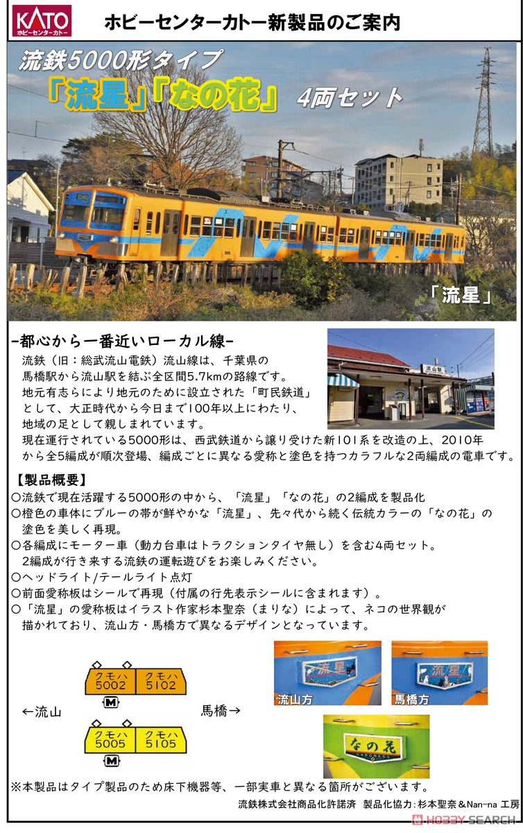 流鉄 5000形タイプ 「流星」「なの花」 4両セット (4両セット) (鉄道