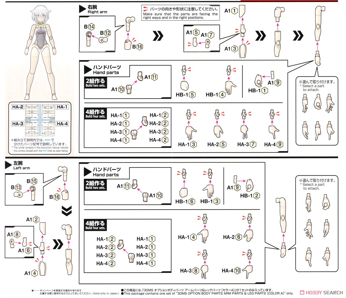 30MS オプションボディパーツ アームパーツ&レッグパーツ [カラーA